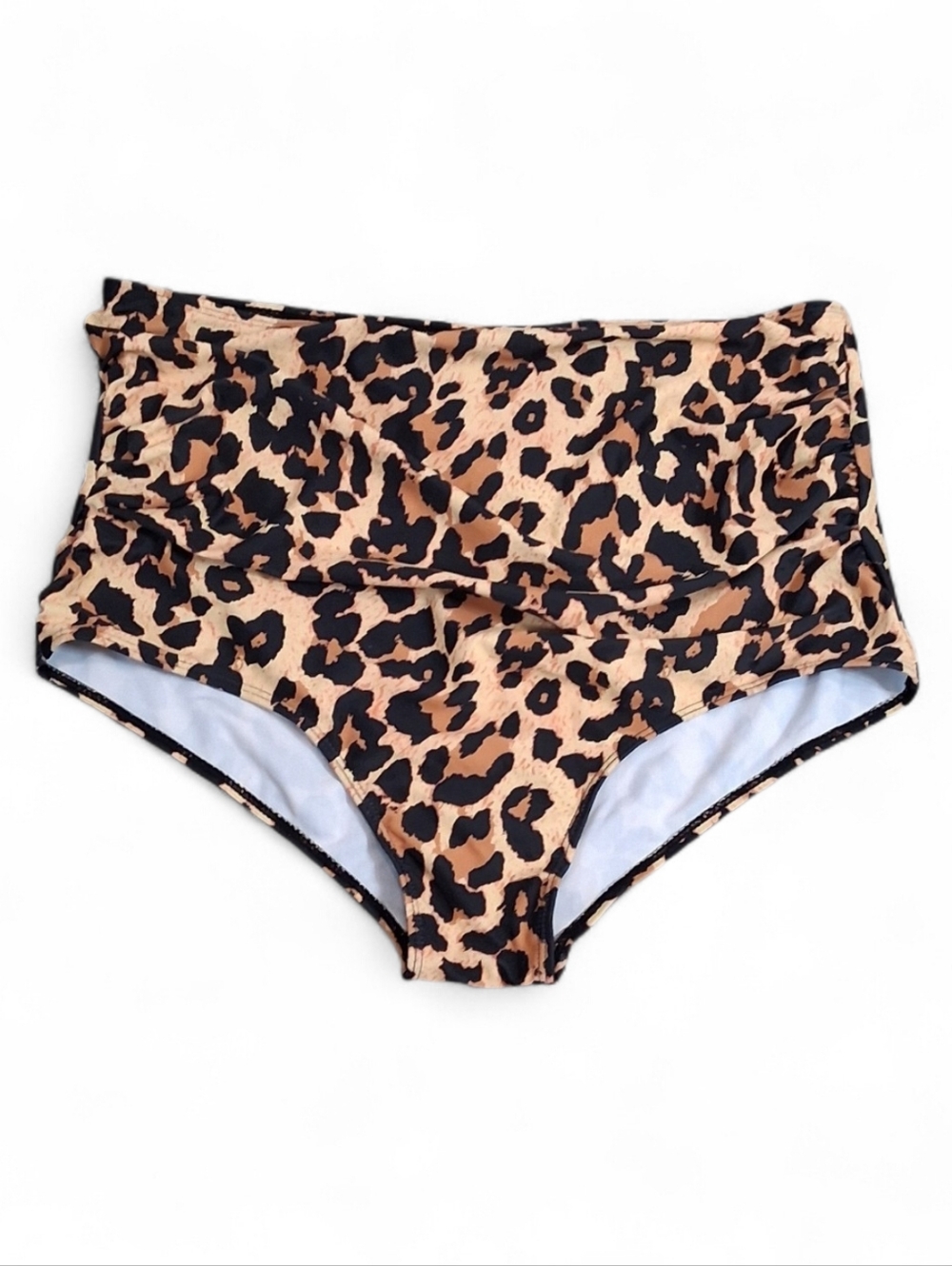 Leopard Print Brown And Black High-Waist Women's Bikini Bottoms Size XXL